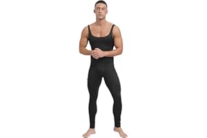 Lorilida Spandex Bodysuit Sleeveless Unitard Long Pants Dance Leotard Bodysuit for Men Costume