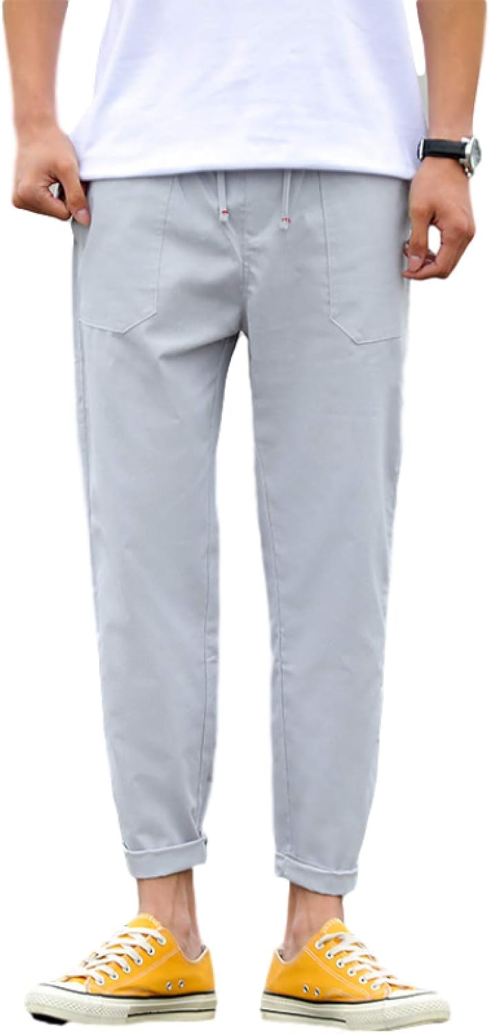 Men's Tapered Elastic Waist Drawstring Jeans, Relaxed Fit Retro