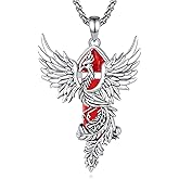 Vito Silver Plated Copper Phoenix Necklace for Women Men, Obsidian Turquoise Amethyst Phoenix Pendant Hexagonal Prism Crystal Protection Energy Amulet Jewelry Gift for Mom Wife, 22“/24”