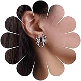 Erimberate Punk Crystal Onyx Spider Earrings Silver Cz Spider Earrings Black Rhinestone Spider Stud Earrings Gothic Onyx Spider Earrings Jewelry for Women Gifts