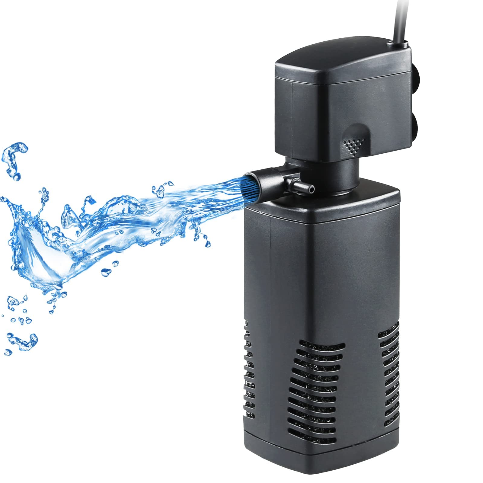 Tararium Internal Fish Tank Filter for 55-150 Litre Tank Bio Sponge Aquarium Filter Powerful Submersible Water Pump Air Supply for Cold Water Tropical Fish Turtle Tank Filter Garden Pond Wave Maker