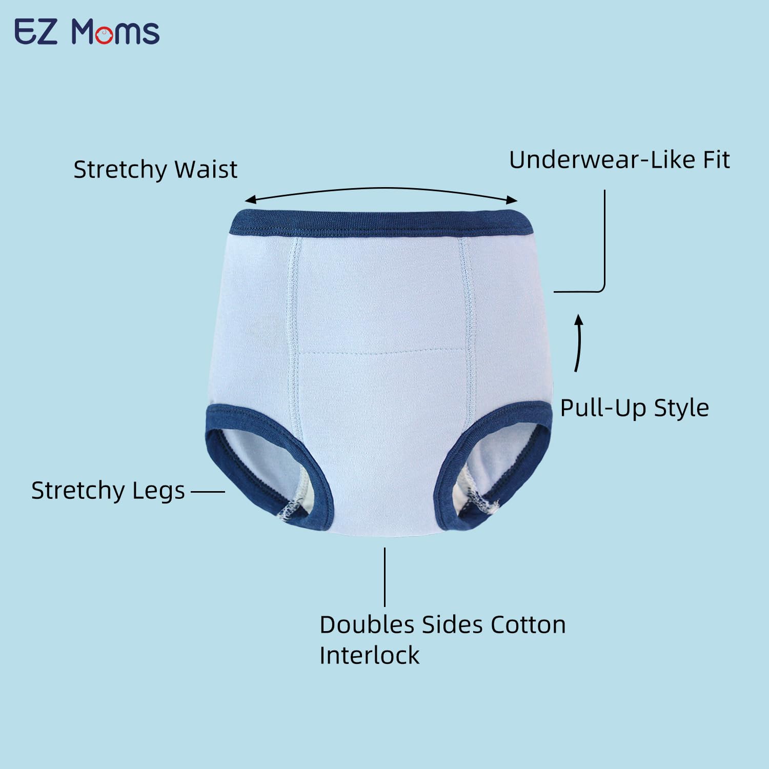 EZ Moms 8 Packs Potty Training Underwear Soft 100% Cotton Absorbent Toddler Training Underwear Boys Kid Confident Underpants for Boys 3T Reusable Leakproof Baby Pee Pants with Potty Sticker Chart