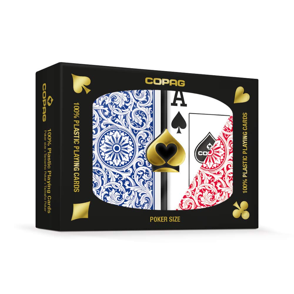 Copag 1 Dozen Plastic Playing Cards Red Blue Poker Size Jumbo Index