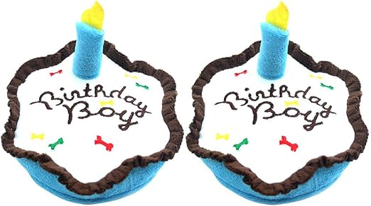 birthday cake plush dog toy
