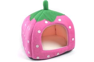 Vedem Pet Portable Strawberry Fleece House Bed for Dog/Cat/Rabbit/Hamster/Guinea-Pigs (XL, Pink)