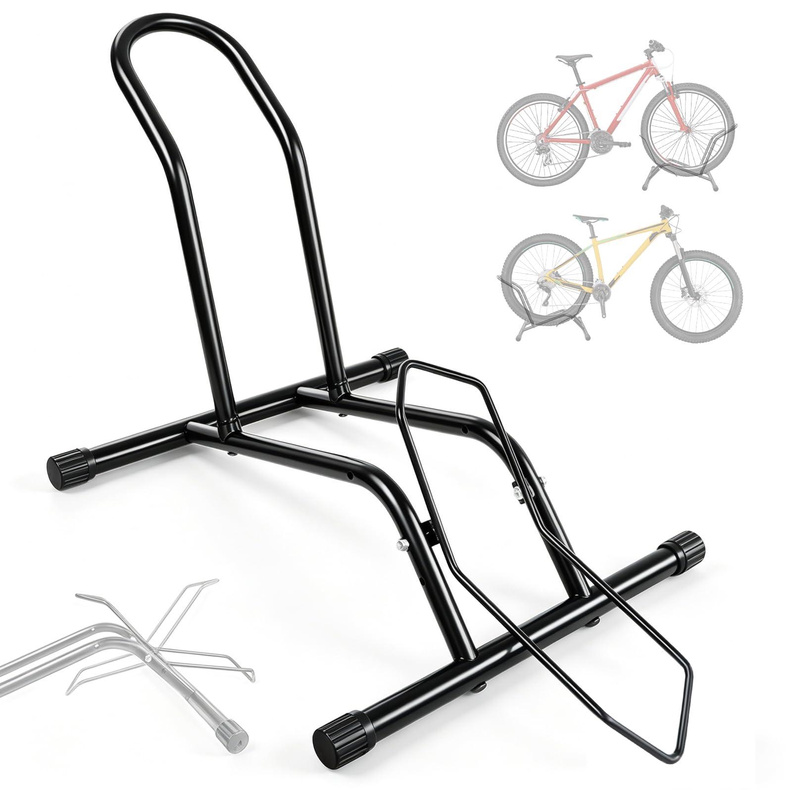 CUCESH Bike Floor Stand - Bicycle Storage Rack Indoor/Outdoor, Adjustable Bike Stand for 16" to 29" Mountain/Road/Kids Bikes,Freestanding No Drill Garage Parking Holder for Apartments & Homes