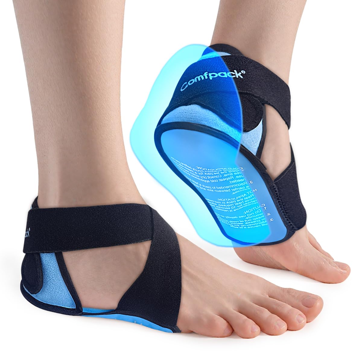 Photo 1 of Comfpack Plantar Fasciitis Ice Packs with Heel & Sole Gel Coverage, 2PCS Gel Heel Cups Protectors for Pain Relief, Adjustable Foot Ice Pack Wraps for Achilles Tendonitis