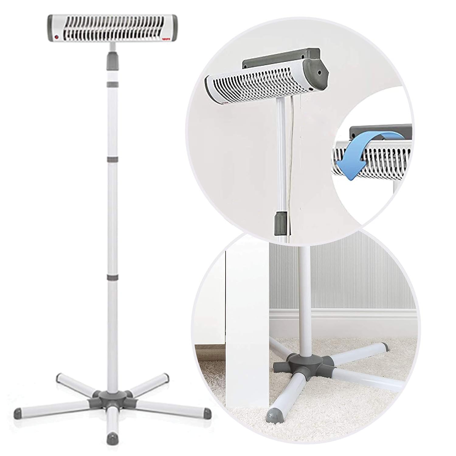 Reer Wickeltischstrahler EasyHeat Flex, Heizstrahler mit Standfuß, Wärmelampe fürs Baby, kompaktes Design weiß