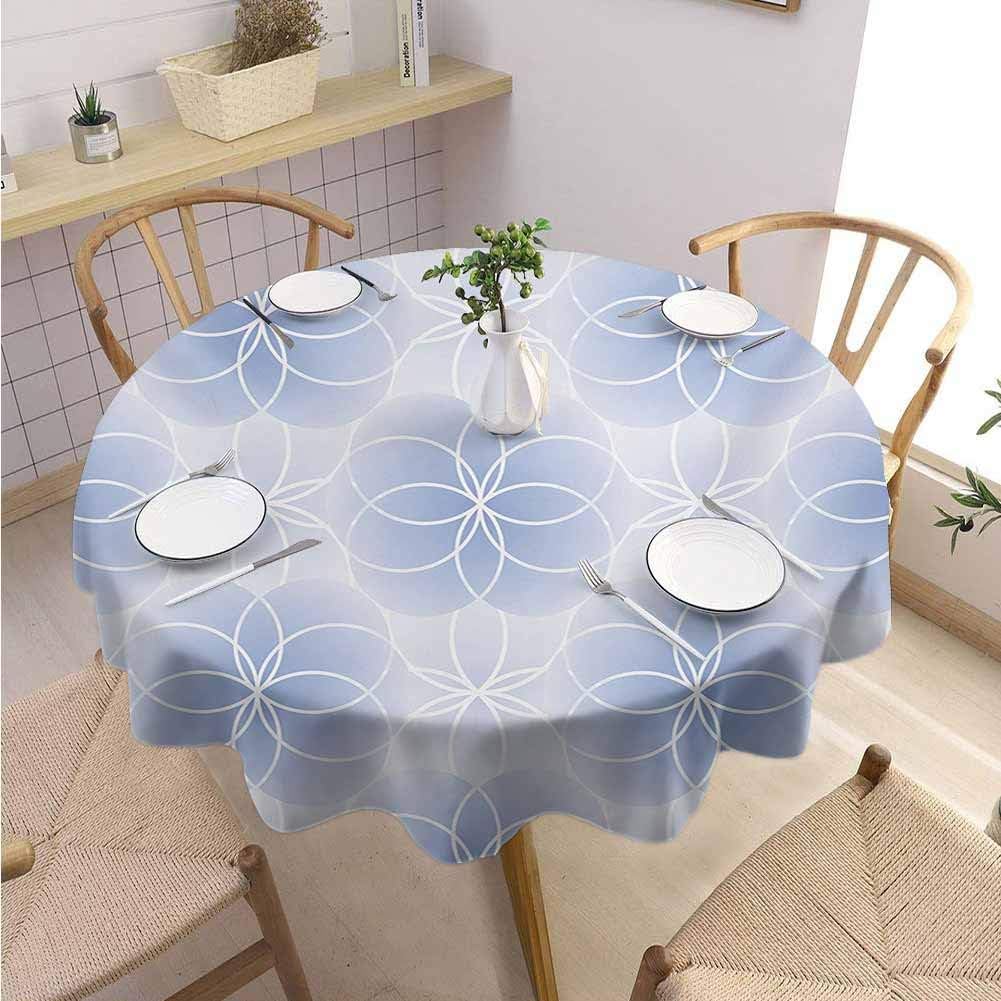 DILITECK Sacred Geometry Waterproof Backing Round Tablecloth Proportion of The World Figure with Intersecting Concentric Spiral Art Round Table Diameter 50" Pale Blue