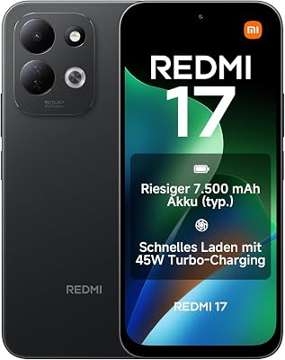 REDMI 17, Smartphone 4+128 GB, Schwarz, 7500mAh Akku, 45W TurboCharge-Laden