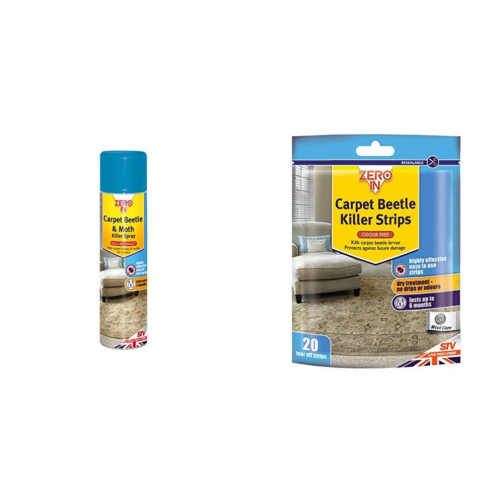 Zero In Carpet Beetle & Moth Killer 300ml Aerosol (For Carpets, Upholstery and Surfaces)