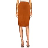 BDQING Women's Faux Suede Midi Pencil Skirt