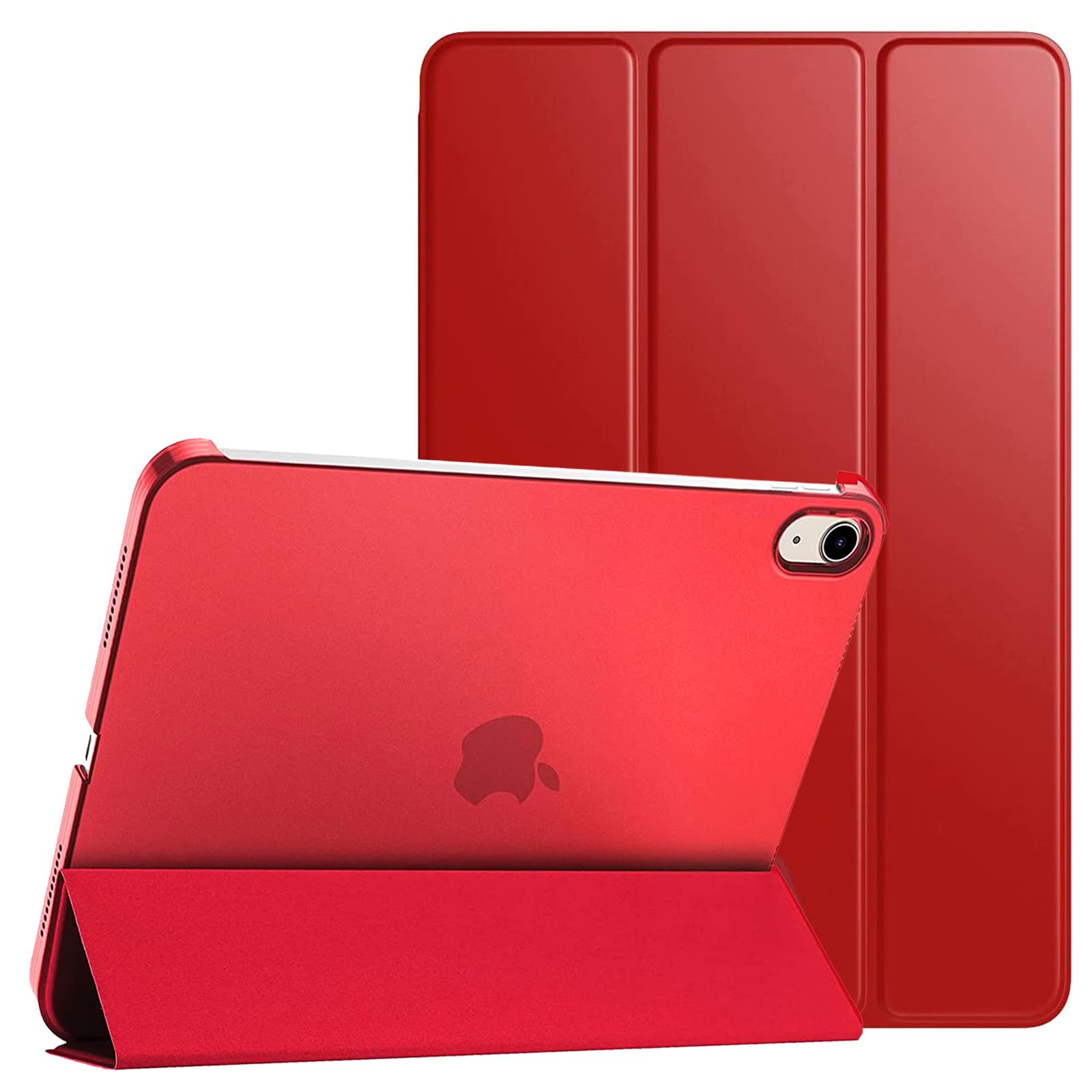 PROTech Case for iPad 10th Generation Case 2022, Slim Stand Cover for iPad 10th Gen 10.9 inch, Support Touch ID, Auto Wake/Sleep Smart Shell with Translucent Back (Red)
