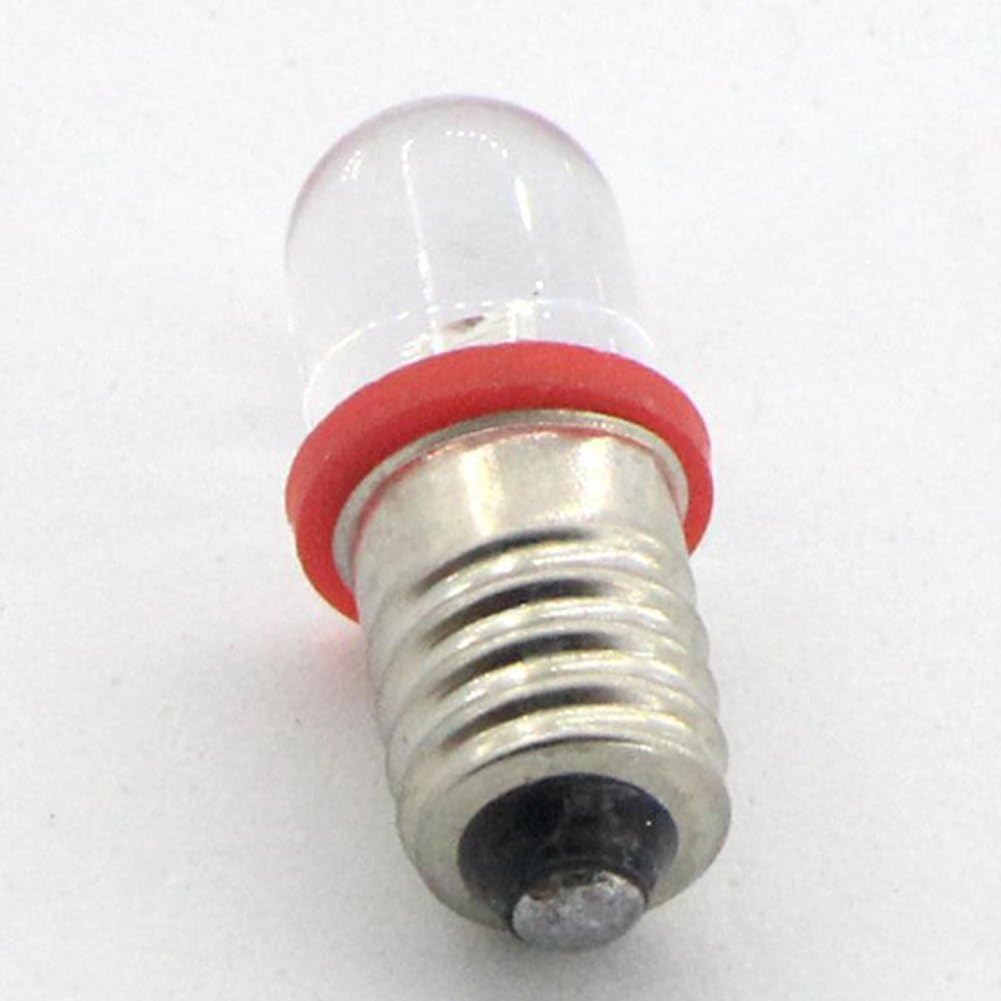 GutReise 10pcs E10 Screw 3V 4.5V 6V 12V 24V Spot Led Bulb Light Lamps Warm White Yellow Blue Green Red Cold White+10pcs E10 Base (6 V, Red)