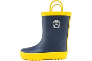 Stelle Toddler Rain Boots Natural Rubber Rainboots Kids Girls Boys Waterproof Easy On Handles Non-Slip Sole