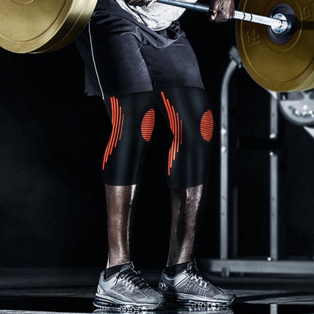 Knee Pads-Knee Support Brace Super Elastic Breathable Knee Compression Sleeve Anti Slip Knee Pads Joint Pain Relief Single Wrap (XL(Black&Orange)