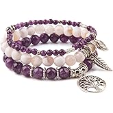 Jardme Healing Crystal Bracelets for Women, 8mm Beaded Natural Stone Stretch Chakra Bracelets Tree of Life Bracelet Jewelry Gifts for Women