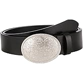 ALAIX Women's Black Leather Belt with Silver/Gold Buckle Western Jeans Y13K Punk Pants Belt Black and Silver Belts for Women
