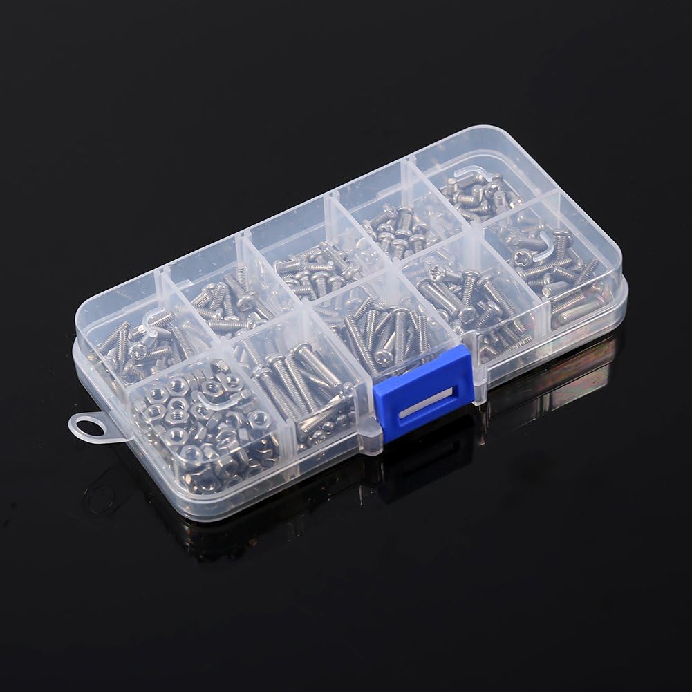 340Pcs M3 Stainless Steel Screws Nuts Assortment Kit Bolt Set Pan Head Screw Sets Washers Machine Screws Assortment Kit with Nuts Nut Bolt Sets with Box - Image 5