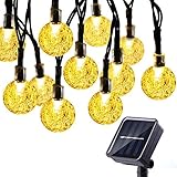 Icicle Waterproof 30 LED Crystal Solar Globe String Lights, Warm White, (20-Feet) ()