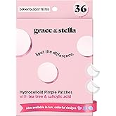 grace &amp; stella Award Winning Pore Strip - Pimple Patches for Face | Hydrocolloid Acne Patches for Shrinking Zits, Breakouts - Spot Stickers - Dermatologist-Tested, Vegan (Invisible, 36 Count)