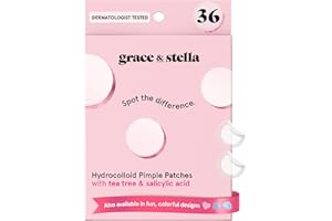 grace & stella Award Winning Pore Strip - Pimple Patches for Face - Hydrocolloid Acne Patches for Shrinking Zits, Breakouts - Spot Stickers - Dermatologist-Tested, Vegan (Invisible, 36 Count)