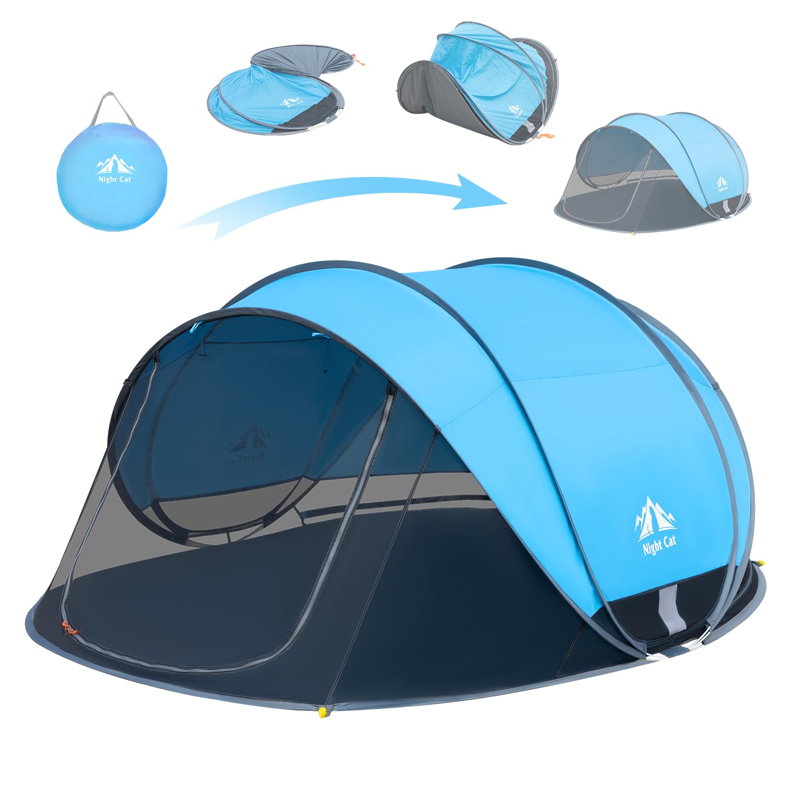 Night Cat Pop-up Beach Tent: Large Sun Shade Shelter for 2-4 Persons Picnic Sport Activities