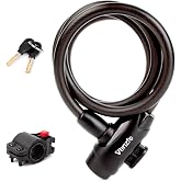 Venzio 4FT Heavy Duty Anti-Theft Bicycle Cable Lock, 0.5" Bike Lock Cable | Bike Lock Cable with 2 Keys and Mounting Bracket, Coiled Steel Cable with Dustproof Insert for Bikes, Scooters, Gates, Fences