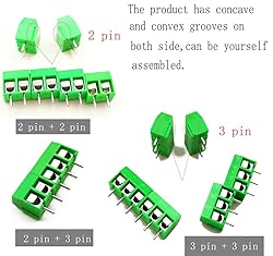 Hyamass 60pcs 5mm Pitch 2 Pin & 3 Pin PCB Mount