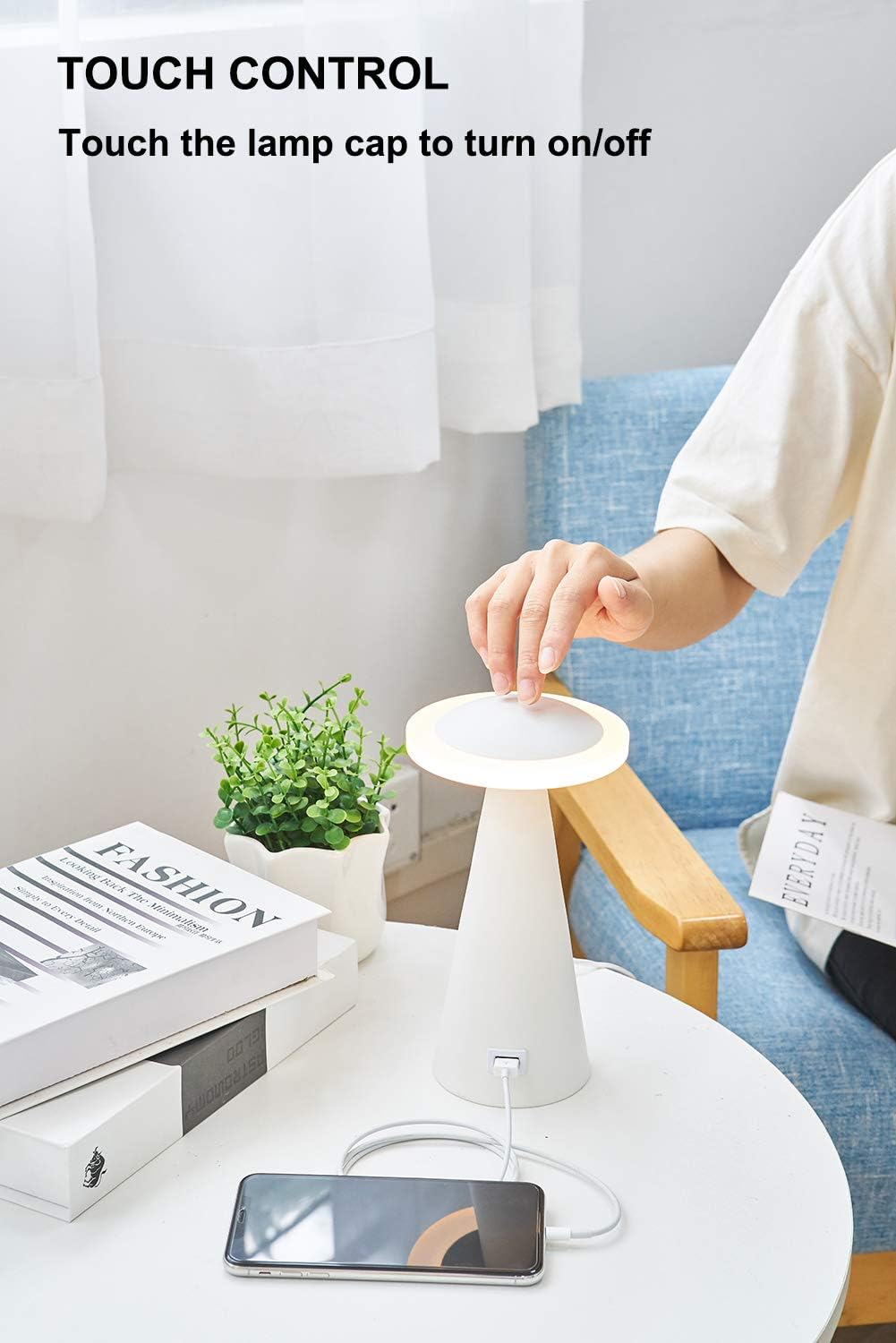 Masivel Table Lamp Touch Control Dimmable Bedside Lamp with USB Charging Port Black Nightstand Lamp - - 
