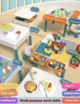 7-in-1 Kid's Activity Table with Chairs - Storage, Drawing, Pool, Sandpit view 3