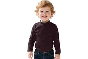 ZUEMET Toddler Boy Turtleneck T-Shirt Baby Boys Thermal Long Sleeve Shirt Cotton Tee Tops Size 18M-5T