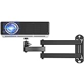 WALI Mini Foldable Projector Wall Mount with 360&deg; Rotating Gimbal, Fully Adjustable Wall/Ceiling Mount Bracket for 1/4" M4 M6 Screw Projectors, Small Projector Holder up to 4.4lbs (1330LM-PM), Black