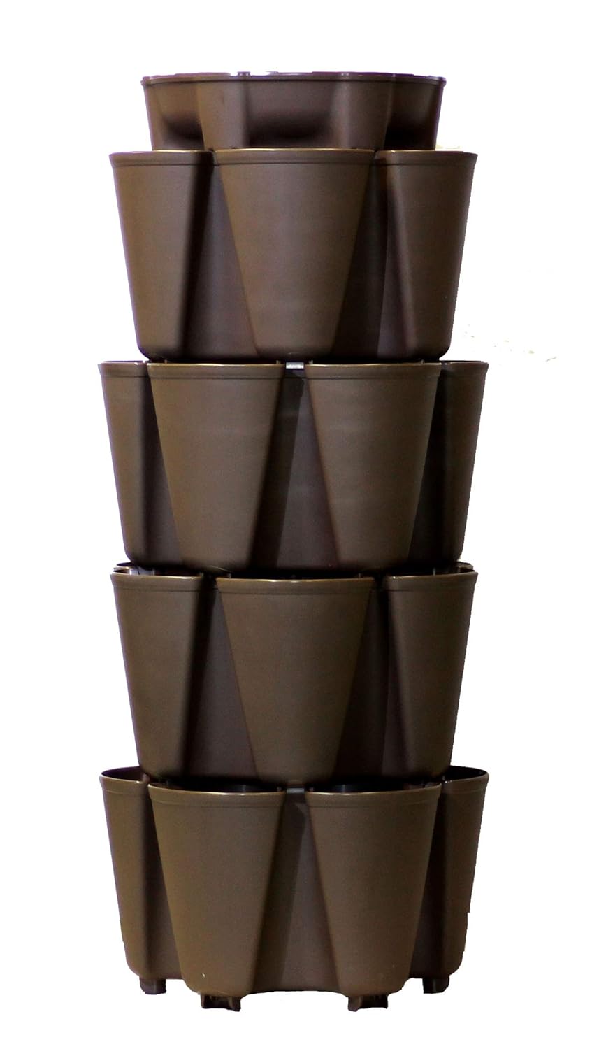 GreenStalk Huge 4 Tier Vertical Planter – for Urban and Small Space Gardening (Chocolate Brown)