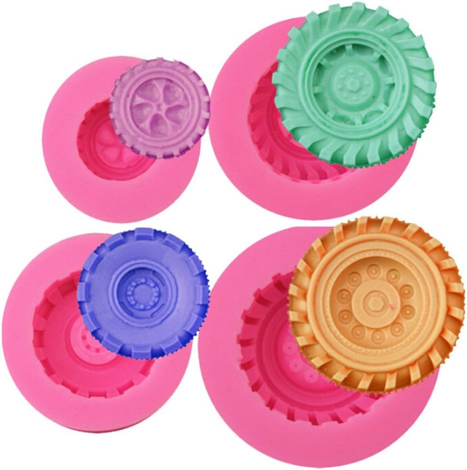 Napravi Rs Sevenhope Mini Forme De Pneu Moule En Silicone Fondant De Decoration De Gateau Outils 3d Voiture Roues Chocolat Moules A La Main Savon Moule 4pcs Ensemble Moules Fabrication De Savon