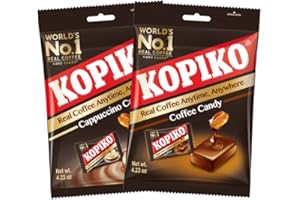 Kopiko Coffee & Cappuccino Candy – Bold-Tasty Hard Candy from Indonesia with Real Coffee Extract – A Satisfying Boost for On-the-Go Energy (2-Pack, 4.23oz Each)
