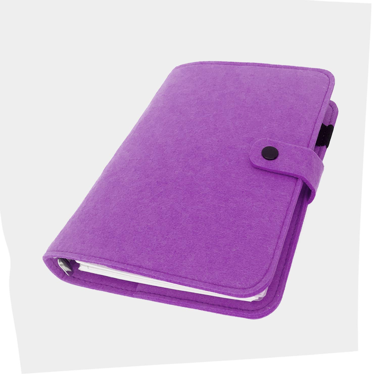 A6/ A5 6-Holes Felt Cover Round Ring View Binder File Folder for Loose Leaf Sheet Protectors/Binder Cover Protector, Light Violet, A5 mini Set