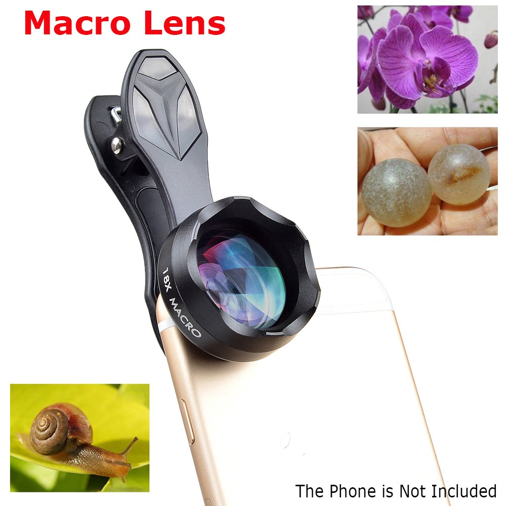 Hopezone 3 in 1 Professional HD Camera Lens Kit 18X Macro Lens, Clip-On Cell Phone Lens for iPhone 7/7 Plus/6s/6s Plus/6/5, Samsung & Most Smartphones