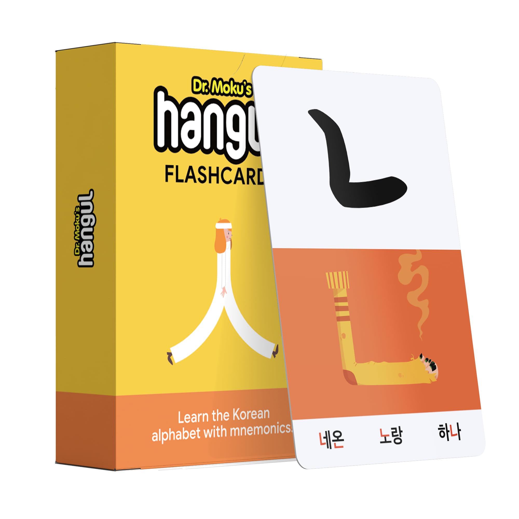Dr. Moku's Hangul Flashcards - Learn The Korean Alphabet with visual mnemonics - Ideal for Beginners and Visual Learners