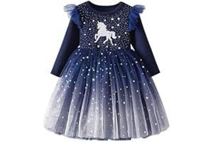 DXTON Little Girl Kid Winter Long Sleeve Tutu Party Princess Dresses for 2-8 Years