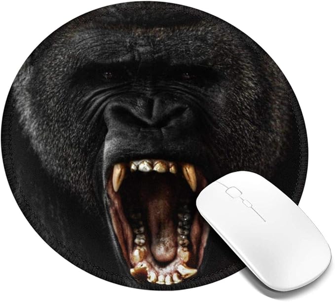 Angry Gorilla Mouse Pad, NonSlip Rubber Base Round Mousepad Durable Mouse Mat with