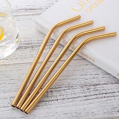 Drinking Straws | New 4pcs/lot Stainless Steel Drinking Straws Reusable Metal Straw Bent Stainless Filter Drink Yerba Mate Bar Accessories | by SH Bab
