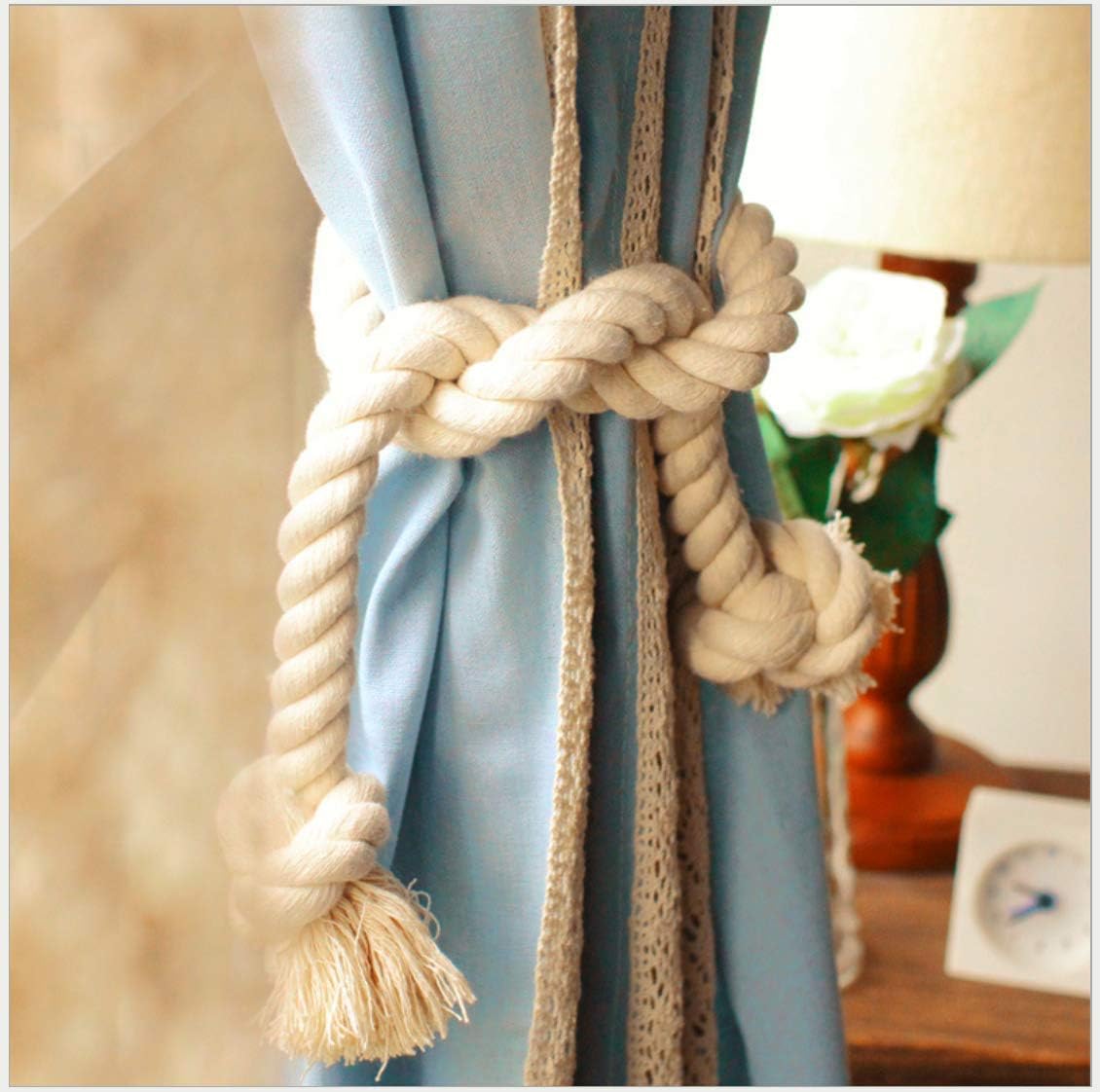 Do4U A Pair of Natural Cotton Rope Curtain Tie Backs Curtain Cotton