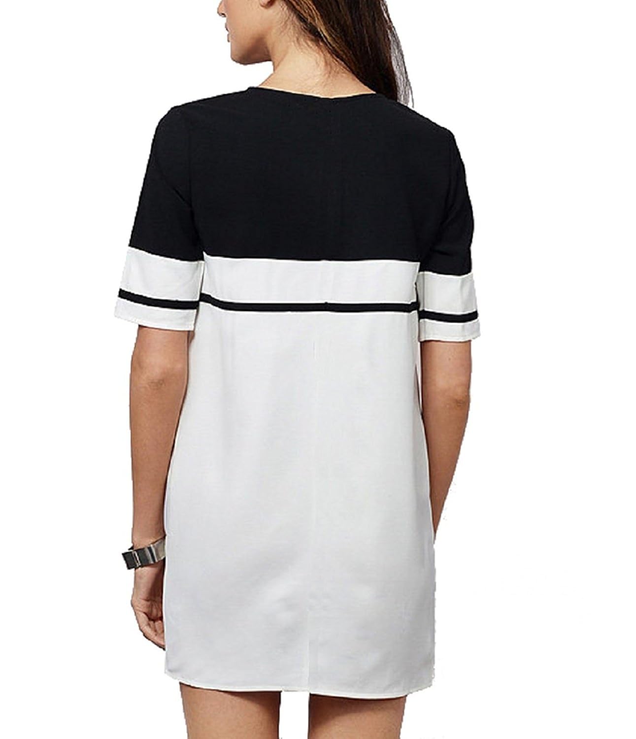 fabula women's long t-shirt dress (white and black)