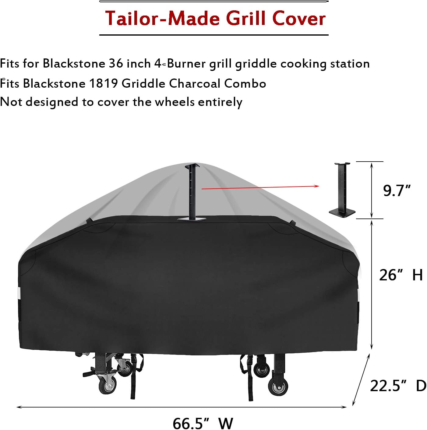 Hisencn 36 inch Griddle Cover for 36" Blackstone Griddle Cooking Station and Most 4 Burner Flat Top Grill Griddle, 600D Heavy Duty Waterproof Canvas Gas Grill BBQ Cover with Support Pole : Garden & Outdoor