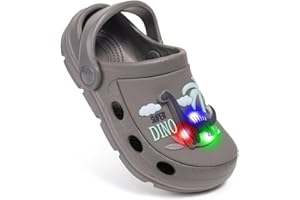 Casazoe Toddler Kids Boys Girls LED Garden Clogs EVA Summer Outdoor Light Up Slip On Shoes Cute Dinosaur Unicorn Water Sandals Lightweight Slipper Slides Beach Pool Play Shoes