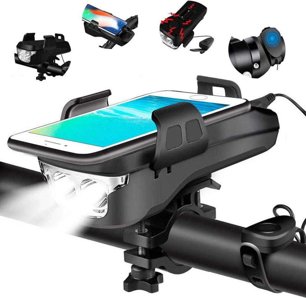 4 in 1 Bicycle Light Waterproof Mobile Phone Holder Bicycle Safe Commuting Headlight Bike