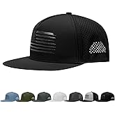 Flat Brim Hats Trucker Hat, XXL Big Head Trucker Snapback Hat with American Flag Breathable Mesh Hat Baseball Cap