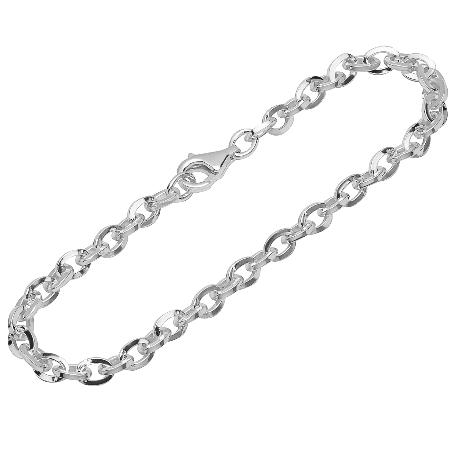 NKlaus bracelet 925 Sterling Silver 19cm anchorchain 4 edge ladies bracelet chain exquisite 12335