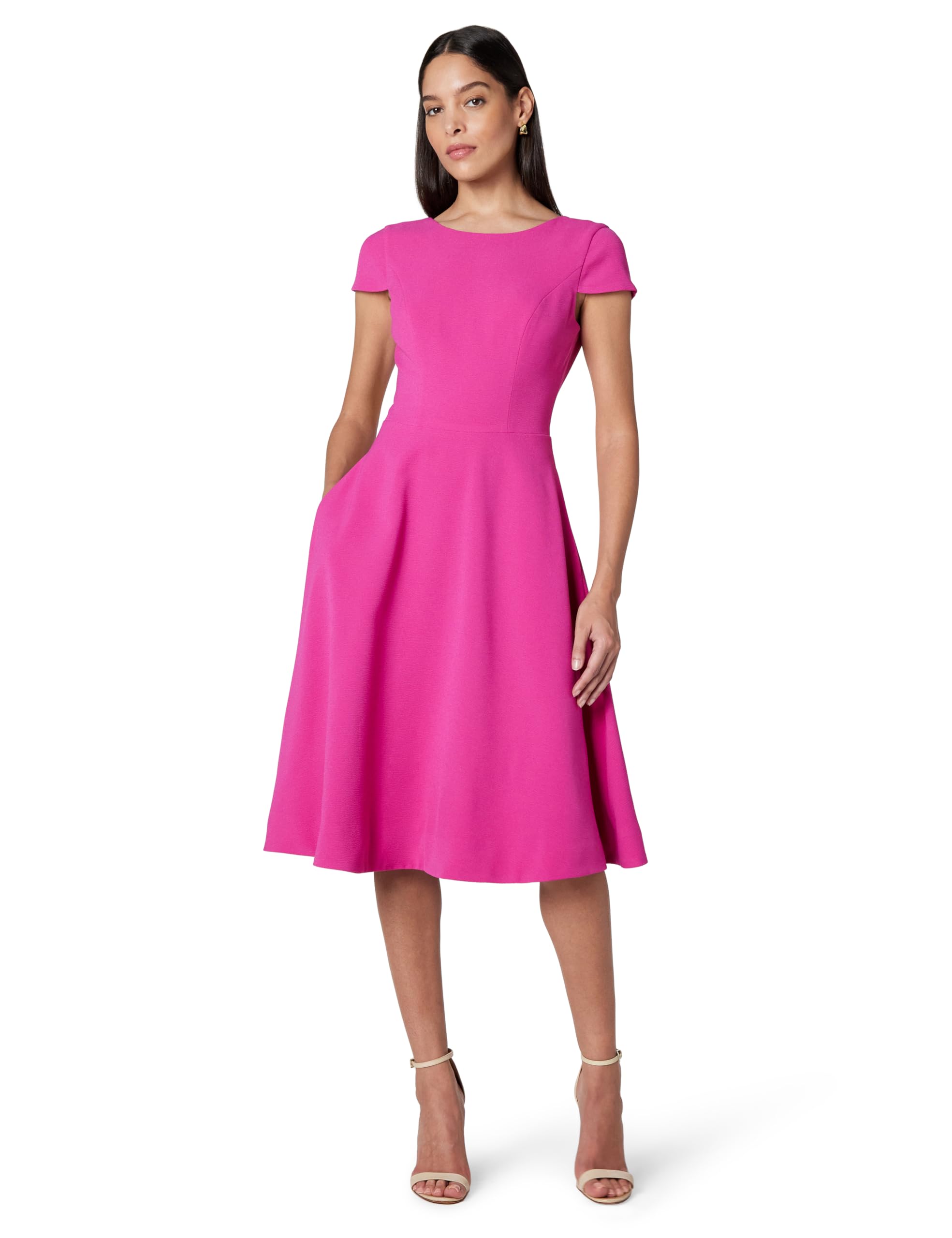Dress the Population Women’s Livia Midi High Dress, Bright Fuchsia, XX-Small